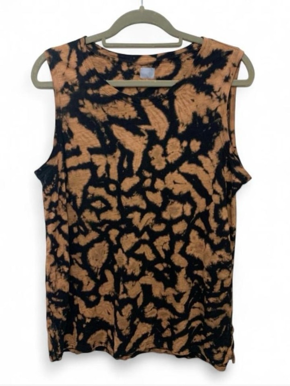 100% Cotton Reverse Tie-Dye Very Soft Sleeveless Tee Women’s Sz L Boho Artsy